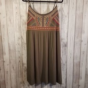 Maurices Olive Green Embroidered Dress, EUC